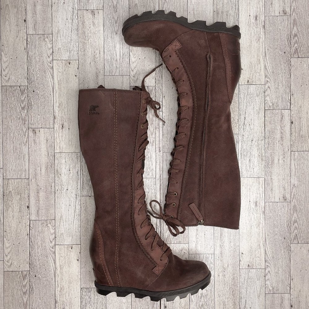 SOREL Women's Joan of Arctic Wedge II Tall Boot size 8 CATTAIL MAROON BORDEAUX